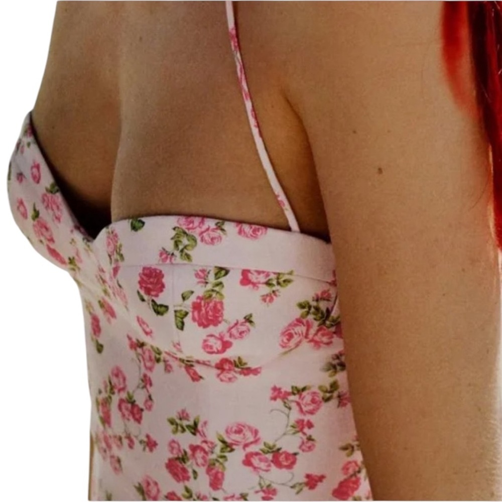 ZARA Dainty Floral Linen Fit & Flare Strappy Mini Dress - Picture 4 of 15